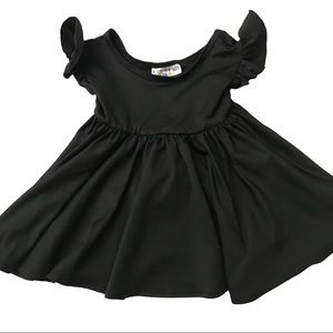 Dot Dot Smile solid black empire dress 6-12mo